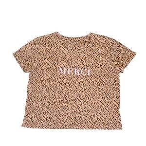 Anthropologie Saturday Sunday Leopard Merci Graphic Tee Orange Black S NEW